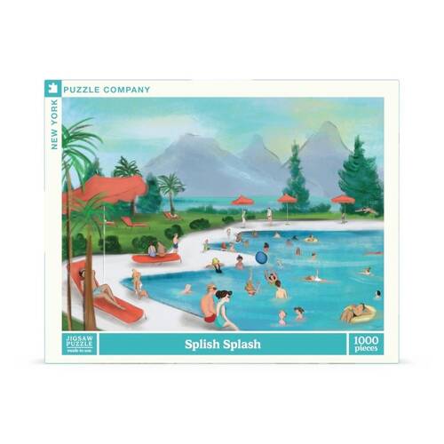 1000pc New York Puzzle Company Splish Splash Poolside Scene Artwork Jigsaw