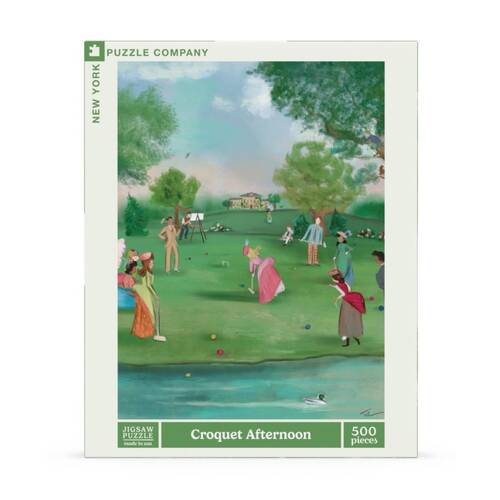 500pc New York Puzzle Company Croquet Afternoon Vintage Garden Scene Jigsaw