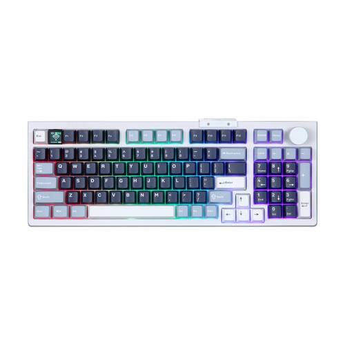 Darmoshark TOP98 Trio-Mode RGB Gaming Keyboard w/ Top Mount & TFT Display WH/WH