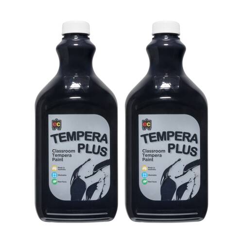 2PK Educational Colours Tempera Plus Classroom Junior Student Paint Black 2L