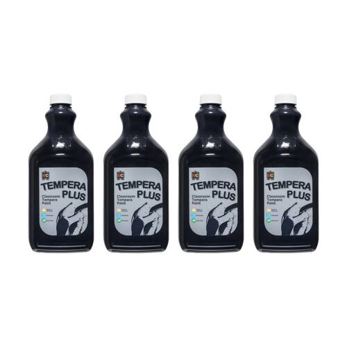 4PK Educational Colours Tempera Plus Classroom Junior Student Paint Black 2L