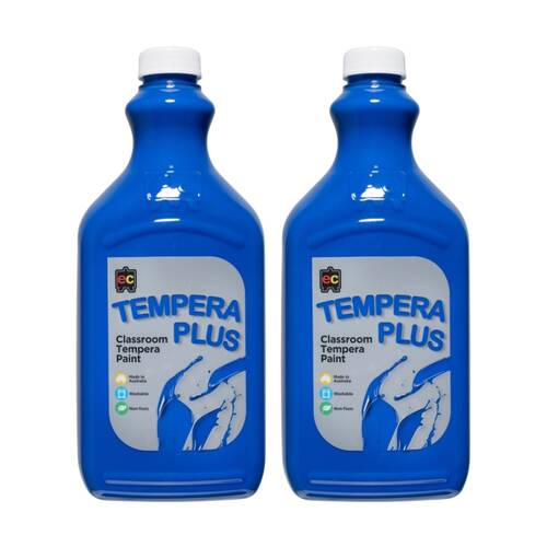 2PK Educational Colours Tempera Plus Classroom Junior Paint Brilliant Blue 2L