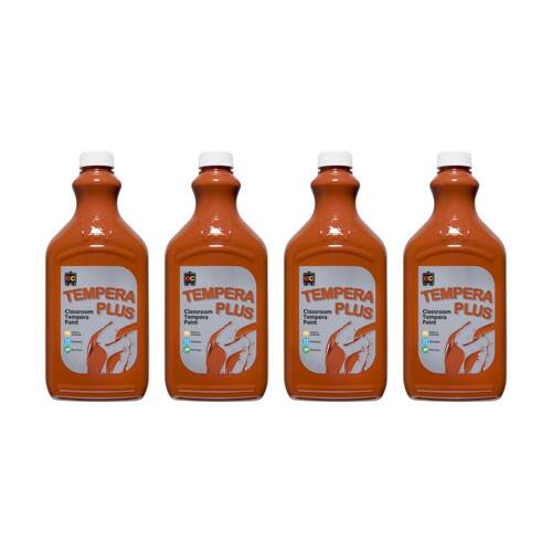 4PK Educational Colours Tempera Plus Classroom Junior Student Paint Brown 2L