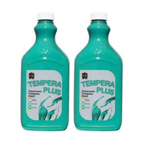2PK Educational Colours Tempera Plus Classroom Junior Paint Brilliant Green 2L