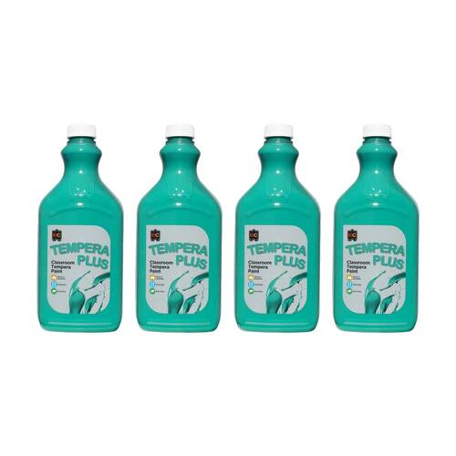 4PK Educational Colours Tempera Plus Classroom Junior Paint Brilliant Green 2L