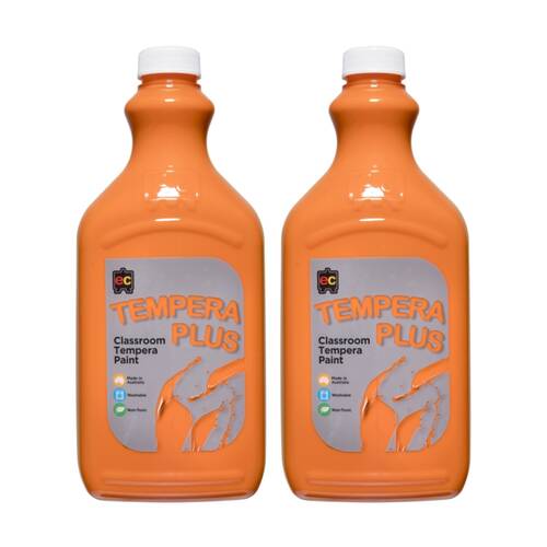 2PK Educational Colours Tempera Plus Classroom Junior Student Paint Orange 2L
