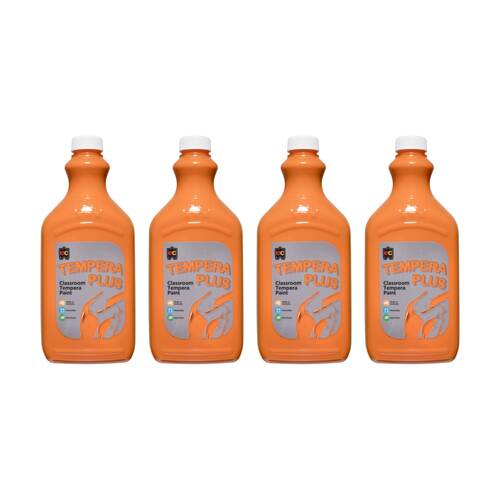 4PK Educational Colours Tempera Plus Classroom Junior Student Paint Orange 2L