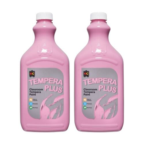 2PK Educational Colours Tempera Plus Classroom Junior Student Paint Pink 2L
