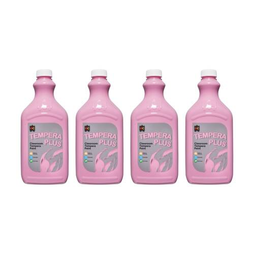 4PK Educational Colours Tempera Plus Classroom Junior Student Paint Pink 2L