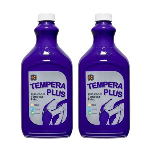 2PK Educational Colours Tempera Plus Classroom Junior Student Paint Purple 2L