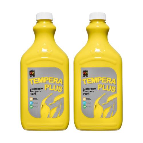 2PK Educational Colours Tempera Plus Classroom Junior Paint Brilliant Yellow 2L