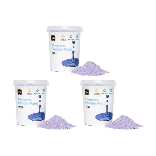 3PK Educational Colours Tempera Junior Student Paint Powder Violet 450g