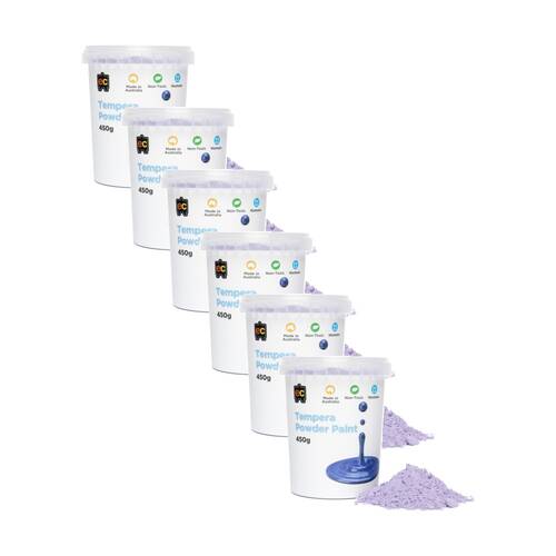6PK Educational Colours Tempera Junior Student Paint Powder Violet 450g