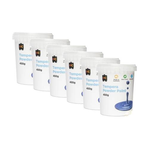 6PK Educational Colours Tempera Junior Student Paint Powder White 450g