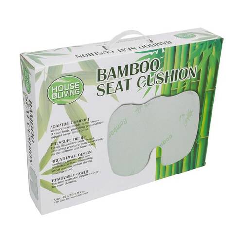 House Living Posture Support Bamboo Seat Cushion W/ Removable Cover 45x36.8cm