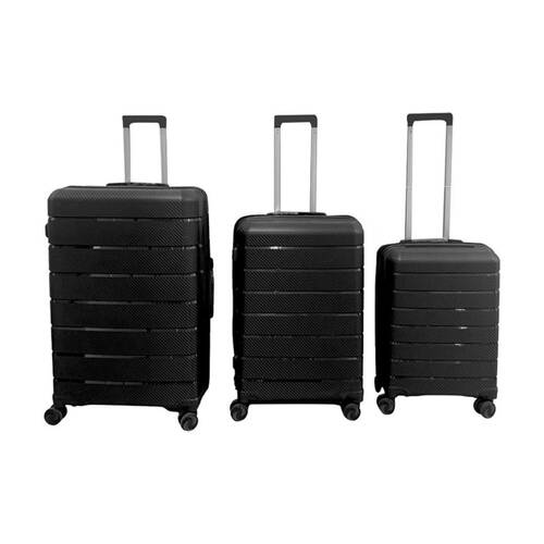 3pc Braz Hard Shell 4 Spinner Wheels Travel Luggage Suitcase Set Black