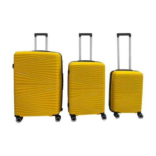 3pc Braz Hard Shell 4 Spinner Wheels Travel Luggage Suitcase Set Yellow