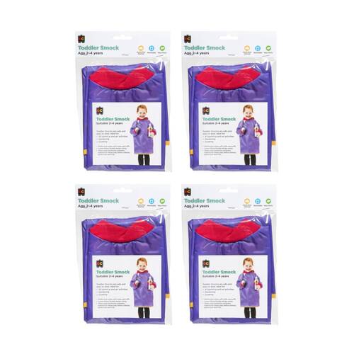 4PK Educational Colours Toddler Paint Artist Smock Apron Purple 2-4y