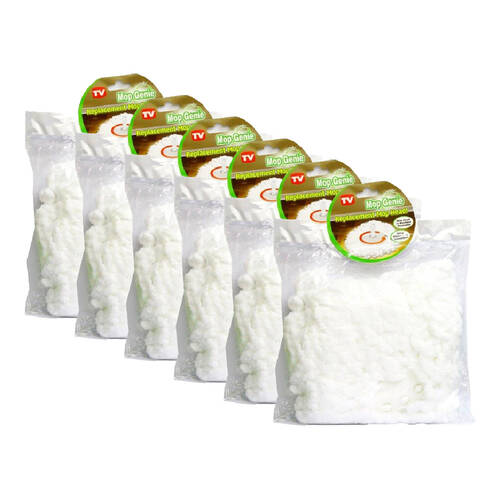 6PK ASTV Mop Genie Replacement Washable Highly Absorbent Head Soft White