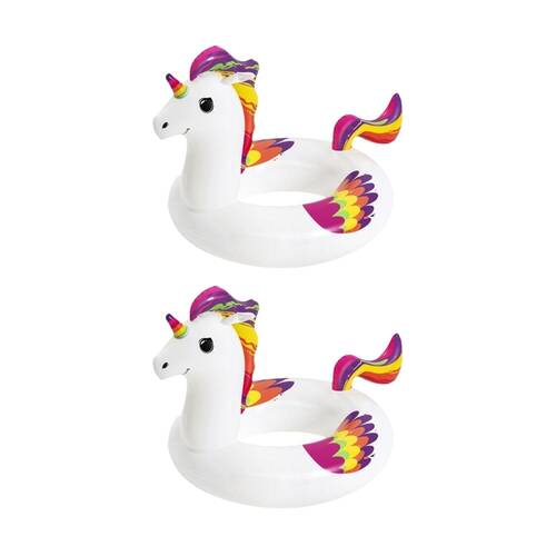2PK Braz Unicorn Ride On Inflatable Pool Float Toy 115x119cm Rainbow