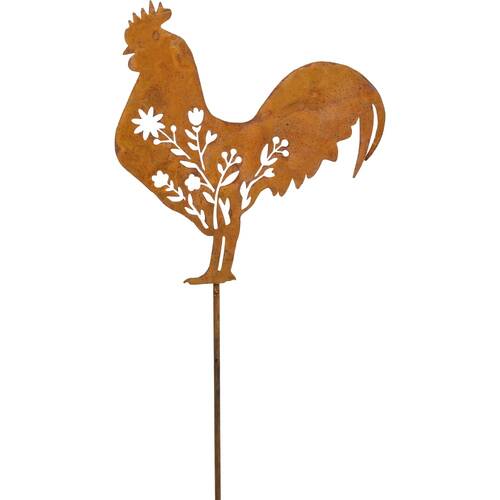 LVD Rustic-Coated Metal Medium Rooster Garden Stake Decor Ornament 119x31x0.64cm