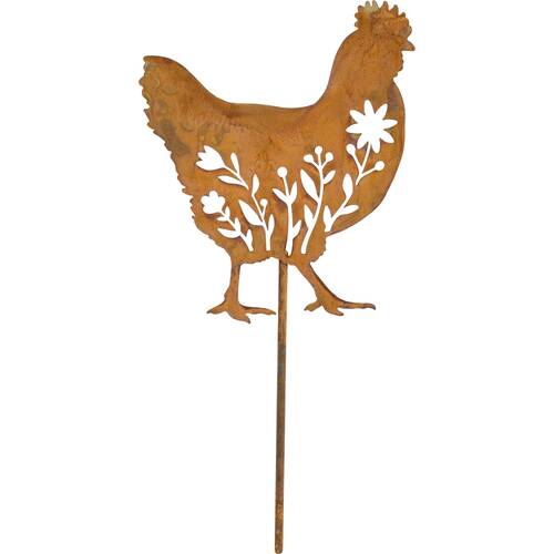 LVD Rustic-Coated Metal Medium Hen Garden Stake Decor Ornament 99x23x0.64cm