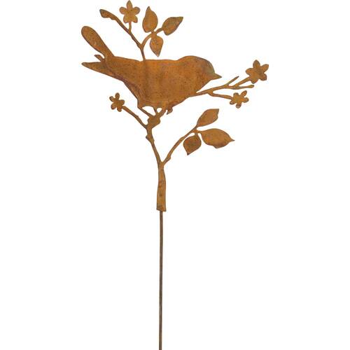 LVD Rustic-Coated Metal Wren Vine Garden Stake Decor Ornament 89x25x0.64cm