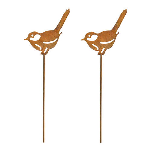 2PK LVD Rustic-Coated Metal Small Wren Vine Garden Stake Decor 80x8x0.64cm