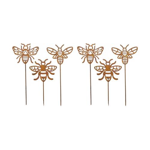 2PK LVD Rustic-Coated Metal Hen & Rooster Garden Stake Ornament Set 24x10x0.64cm