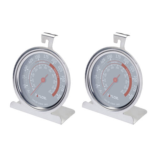 2PK Taylor Stainless Steel Read-To-Read Dial Pro Oven Thermometer 9x8.5x2cm