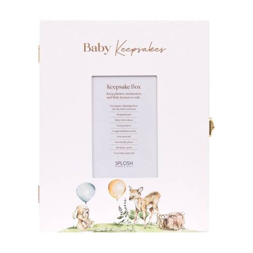 Tiny Wonders Wooden Baby Keepsake Box White 24x30x8.5cm?W/ 4x6 Photo Insert