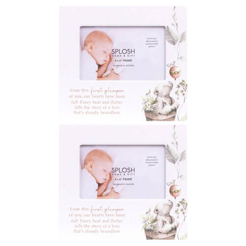 2PK Tiny Wonders Ceramic & Plexiglass Baby Photo Frame White First Glimpse 4x6