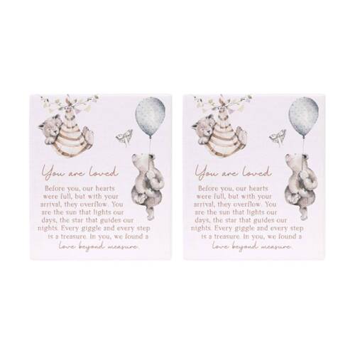 2PK Tiny Wonders Loved Verse Ceramic Keepsake White 12x14cm W/ Stand & Hook