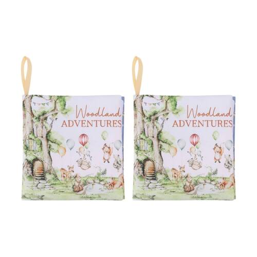 2PK Tiny Wonders Woodland Adventures Cloth Baby Book Blue Polyester