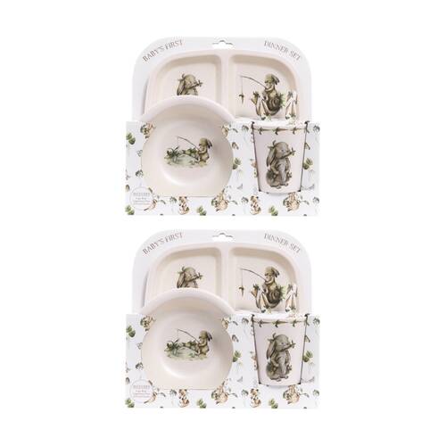 2x 5pc Tiny Wonders Baby/Children's My First Melamine Dinner Tableware Set White