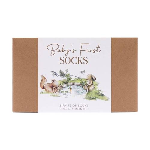 3pc Tiny Wonders Baby's First Socks Gift Set 0-6m White/Orange/Grey