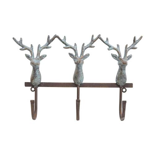 LVD Triple Deer Hooks Rustic Home Wall Decoration 32.5x5x21.5m