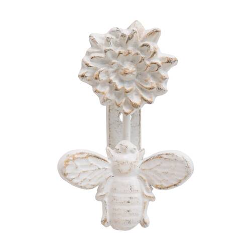 LVD Rustic White/Gold Bee Door Knocker Vintage Home Decor 8.5x5x14cm