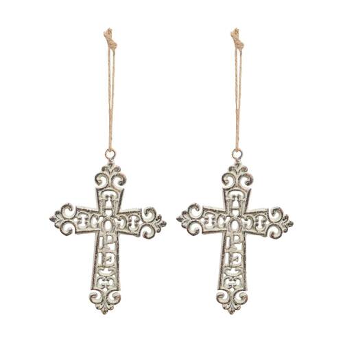 2PK LVD Metal Hanging Cross Wall-Mounted Home & Living Decor 32.5x14.5x1cm