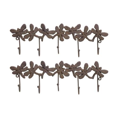 2PK LVD Five Dragonfly Metal Hooks Home Wall Decoration 37.5x12x3.5cm