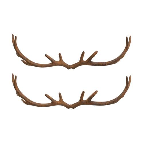 2PK LVD Wide Deer Antlers Hooks Home Wall Decoration Rustic Decor 47.5x15.5cm