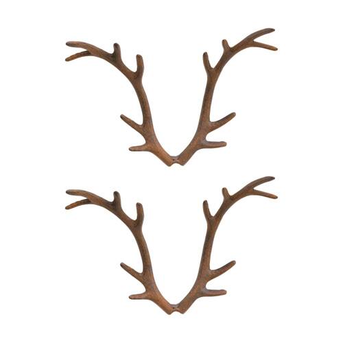 2PK LVD Tall Deer Antlers Hooks Home Wall Decoration Rustic Decor 31x14.5x21cm