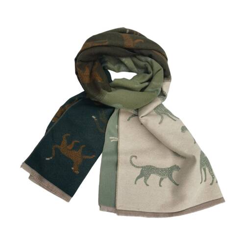 Urban Products Cheetah Scarf Green Multicoloured Dinosaur Pattern 180cm