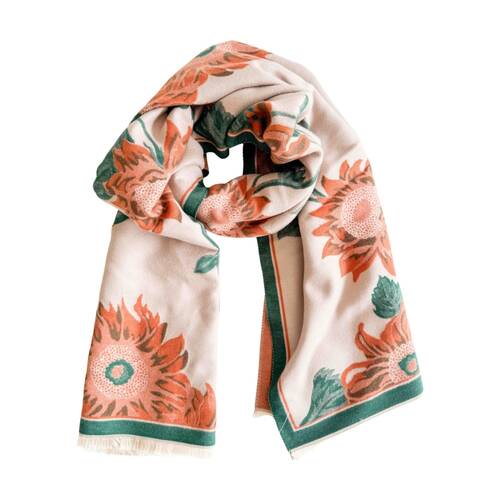 Urban Products Sunflower Scarf Orange Floral Pattern Women's Accessory 180cm