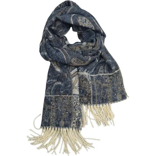 Urban Products Paisley Scarf Blue Soft Woven Fabric Fringed Edges 180cm