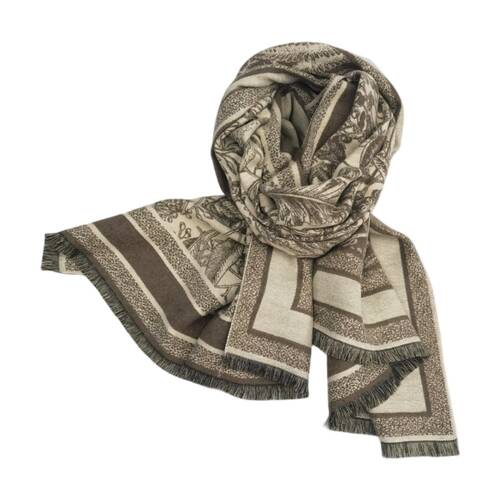Urban Products Otway Scarf Beige Soft Woven Fabric Fringed Edges 180cm