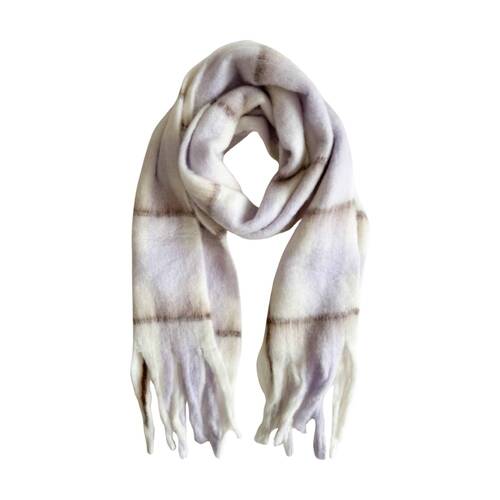Urban Products Copenhagen Plaid Mauve/Cream/Beige Plush Scarf 210cm