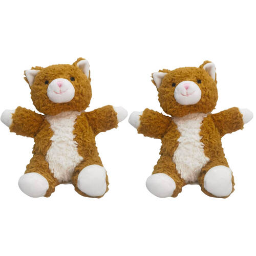 2x Urban Products Curly Cat Ginger Kids Cuddly Plush Soft Toy 18cm