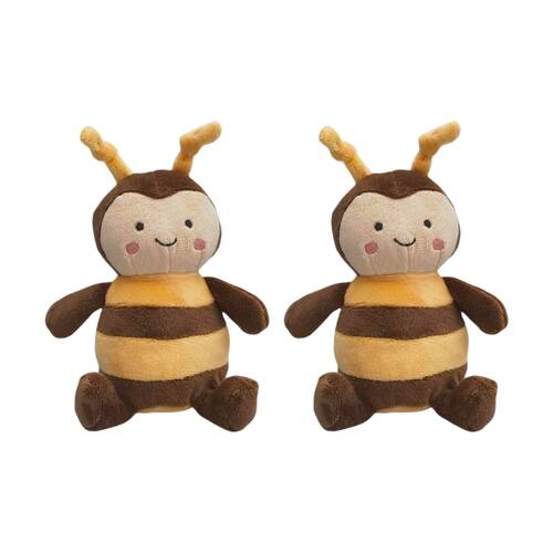 2x Urban Products Bee Rattle Brown/Yellow Kids Plush Soft Toy 17cm