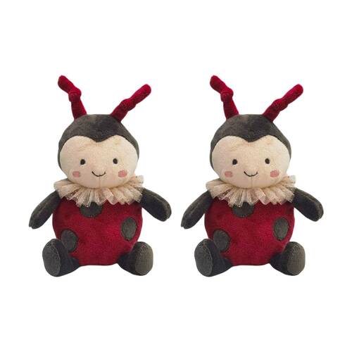 2x Urban Products Ladybug Rattle Red/Black Kids Plush Soft Toy 17cm